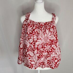 Loft Paisley Ruched Strap Cami, Size Large